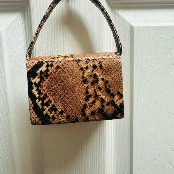Snakeskin Pattern Tan and Black Women's Bag By Judith Jack - Picture 3 of 10